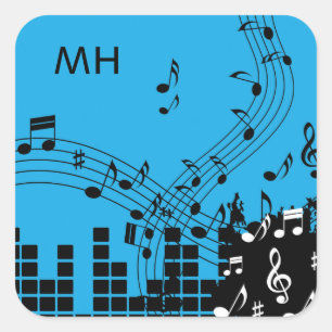 Music Illustration custom monogram stickers