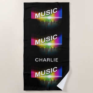 Music Illustration custom name beach towel