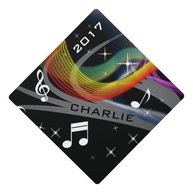 Music Illustration customname & year tassel topper (Front)