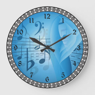 Music in Blue Large Clock
