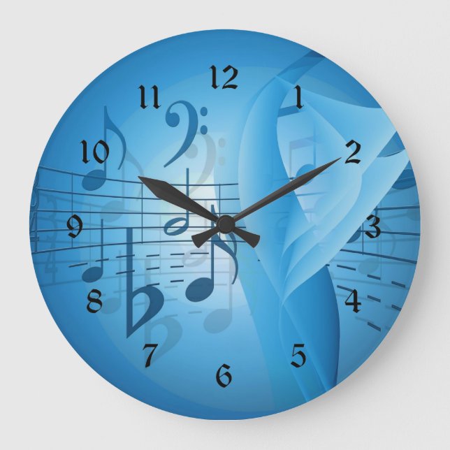 Music in Blue Large Clock (Front)