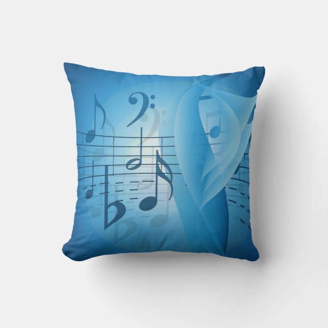 Music in Blue Throw Pillow (Front)