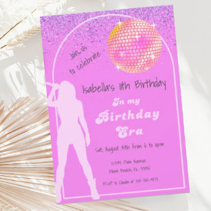 Music In Her Birthday Era Pink Birthday Invitation