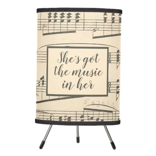 Music in Her Vintage Sheet Music Tripod Lamp