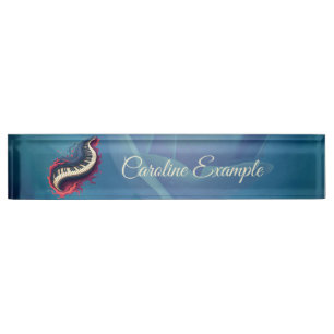 Music in motion, the curved piano. desk name plate