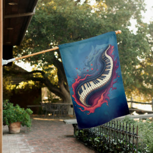 Music in motion, the curved piano. house flag