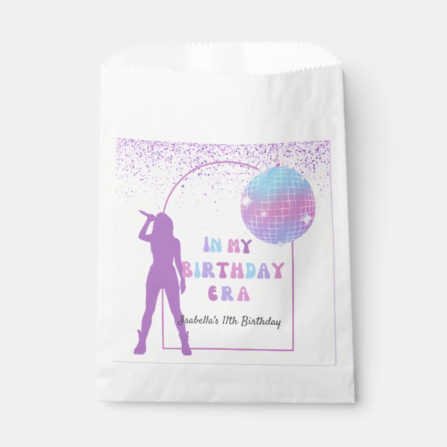 Music In My Birthday Era Purple Birthday Party  Favor Bag (Front)