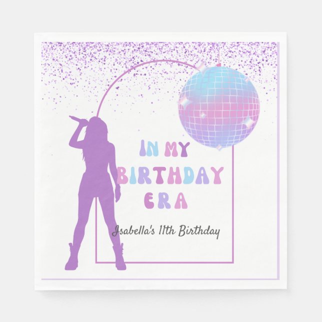 Music In My Birthday Era Purple Birthday Party  Napkins (Front)