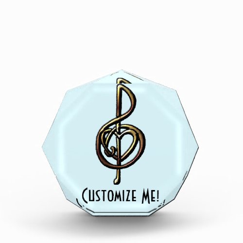 Music in My Heart Treble Clef to Personalize Acrylic Award
