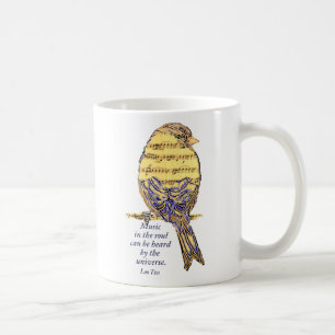 Music in the Soul Quote & Music Note Bird Coffee Mug