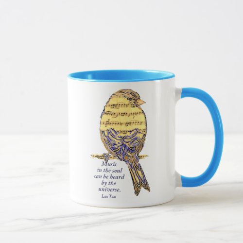Music in the Soul Quote  Music Note Bird Mug