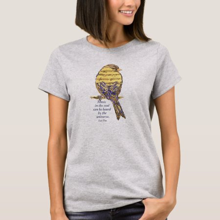 Music In The Soul Quote & Music Note Bird T-shirt