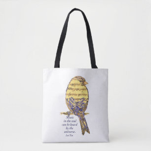 Music in the Soul Quote & Music Note Bird Tote Bag