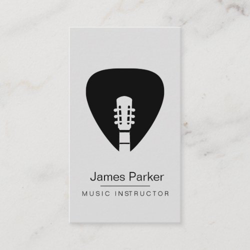Music Instructor Guitar Logo Minimalist Musician Business Card