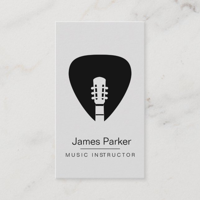 Music Instructor Guitar Logo Minimalist Musician Business Card (Front)