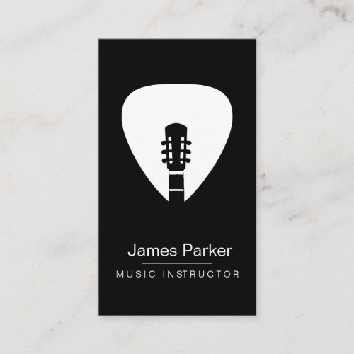 Music Instructor Guitar Logo Minimalist Musician Business Card