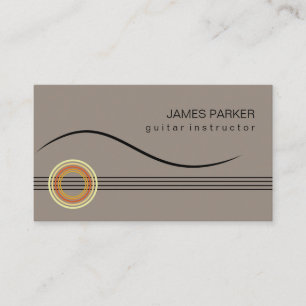 Music Instructor Guitar Logo Minimalist Singer Business Card