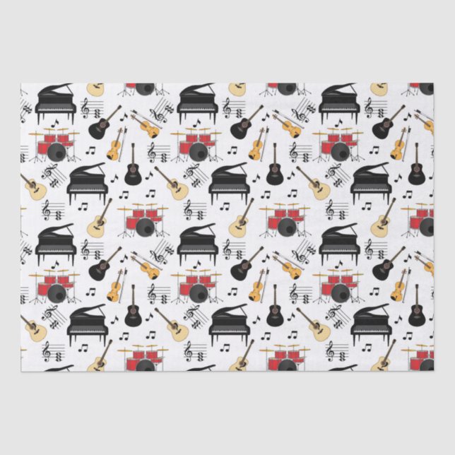 Music Instrumen Pattern Tissue Paper (Front)