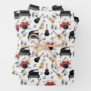 Music Instrumen Pattern Wrapping Paper Sheets