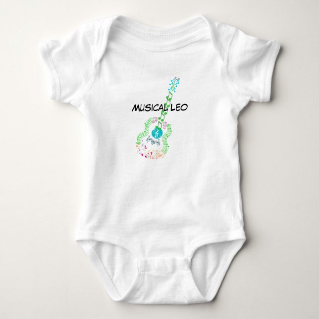 Music instrument guitar  baby bodysuit (Front)