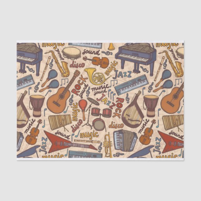 Music Instrument music note Pattern musician   Tissue Paper (Front)