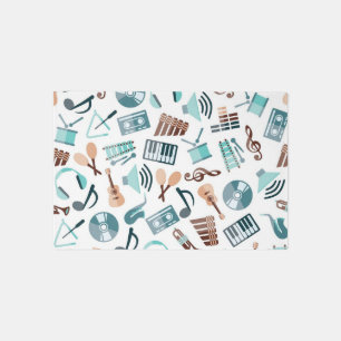Music instrument pattern outdoor rug