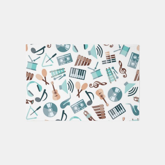 Music instrument pattern outdoor rug (Front)
