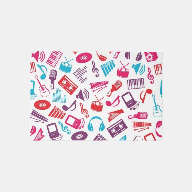 Music instrument pattern outdoor rug (Front)