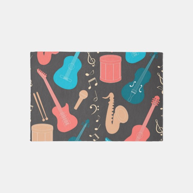 Music instrument pattern outdoor rug (Front)