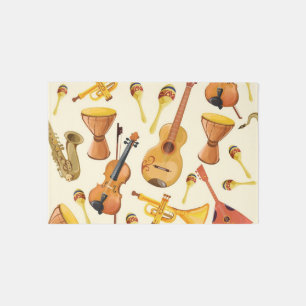 Music instrument pattern outdoor rug