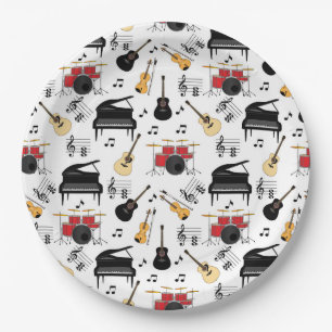 Music instrument pattern Paper Plates