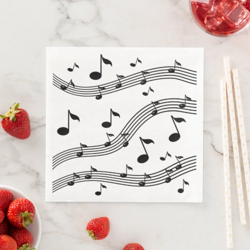 Music instrument sounds patterned paper dinner napkins