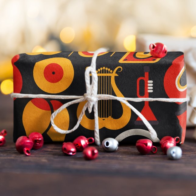 Music Instruments Art Wrapping Paper (music instrument birthday packing gift wrap,gift wrapping paper,return gift wrap paper,paper gift)