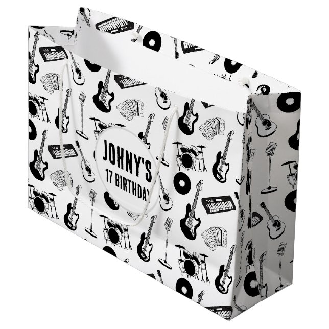 Music instruments birthday large gift bag (Front Angled)
