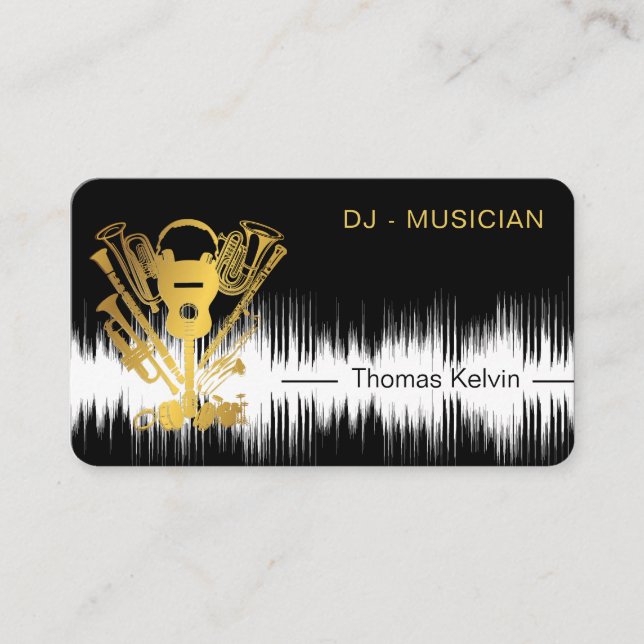  Music Instruments Event Organizer DJs Player Business Card (Front)