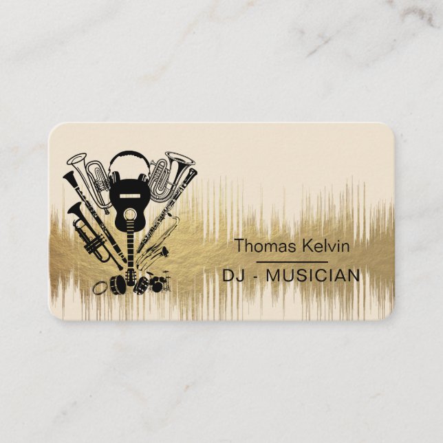 Music Instruments Event Organizer DJs Player Business Card (Front)