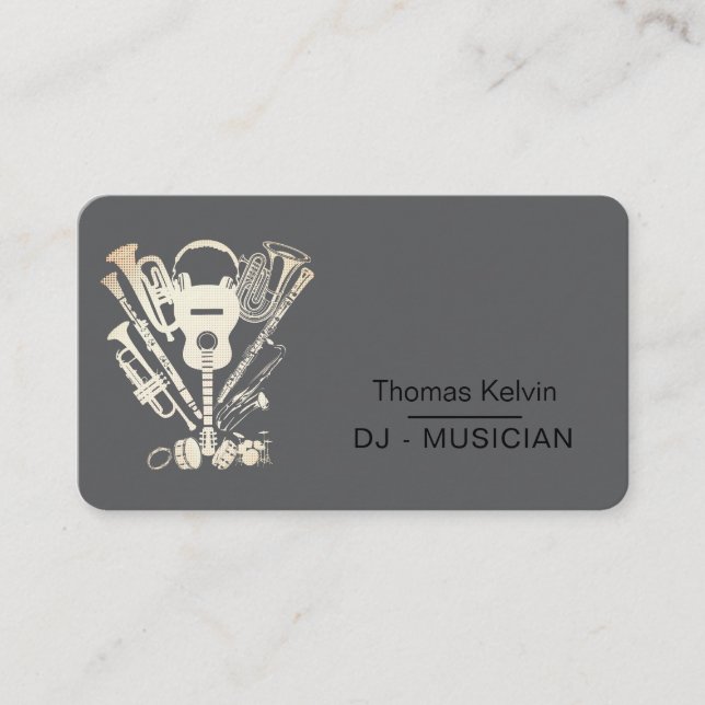  Music Instruments Event Organizer DJs Player Business Card (Front)
