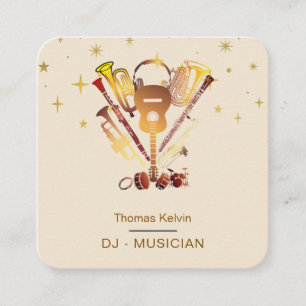Music Instruments Event Organizer DJs Player Square Business Card