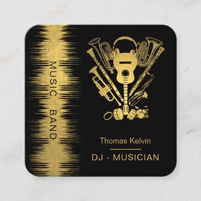  Music Instruments Event Organizer DJs Player Square Business Card (Front)