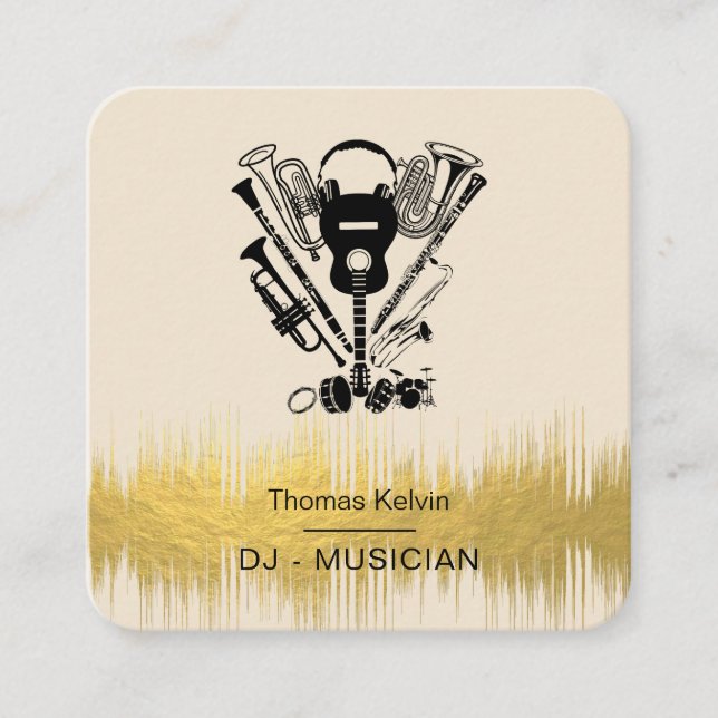  Music Instruments Event Organizer DJs Player Square Business Card (Front)