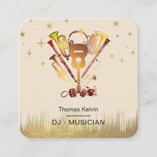 Music Instruments Event Organizer DJs Player Square Business Card