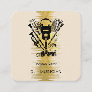 Music Instruments Event Organizer DJs Player Square Business Card