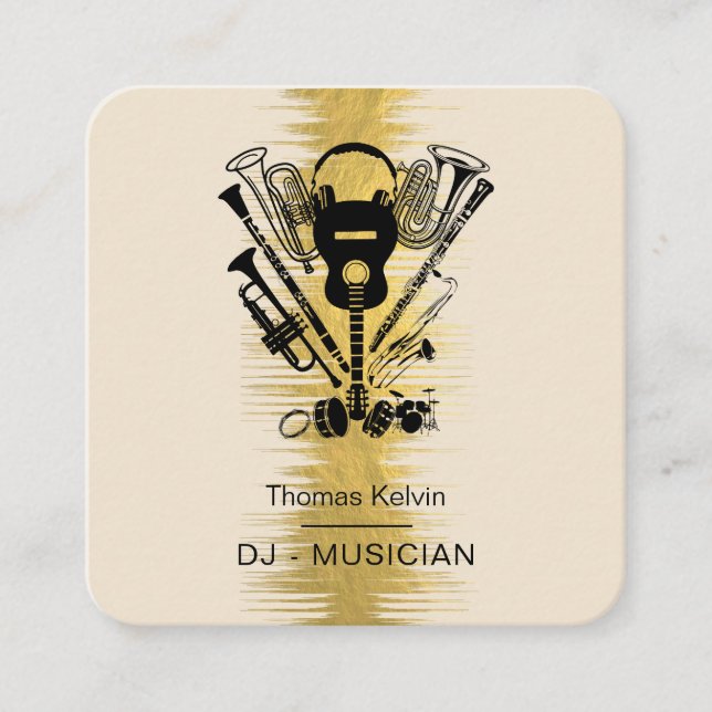  Music Instruments Event Organizer DJs Player Square Business Card (Front)