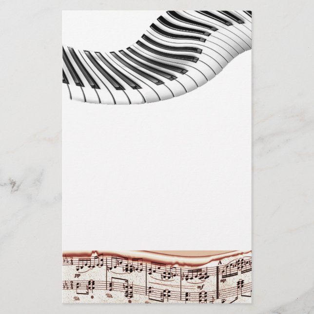 Music Instruments Keyboard Piano Notes Art Stationery (Front)