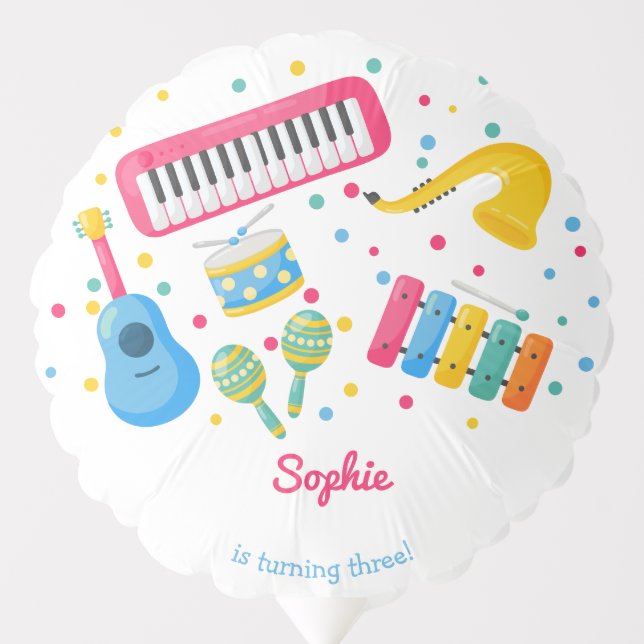 Music instruments kids birthday balloon (Front)