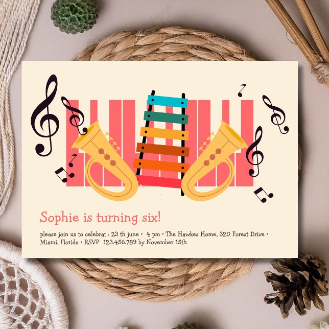 Music instruments kids birthday invitation (Creator Uploaded)