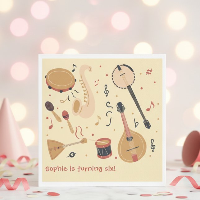 Music instruments kids birthday napkins (Creator Uploaded)