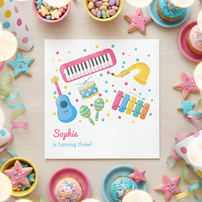 Music instruments kids birthday napkins (Creator Uploaded)