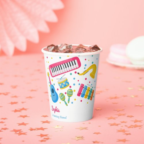 Music instruments kids birthday paper cups