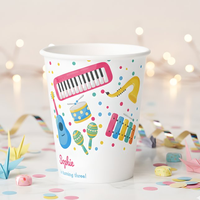 Music instruments kids birthday paper cups (Creator Uploaded)